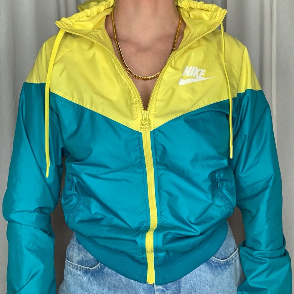 Retro Style Nike Windbreaker in Yellow & Turquoise
